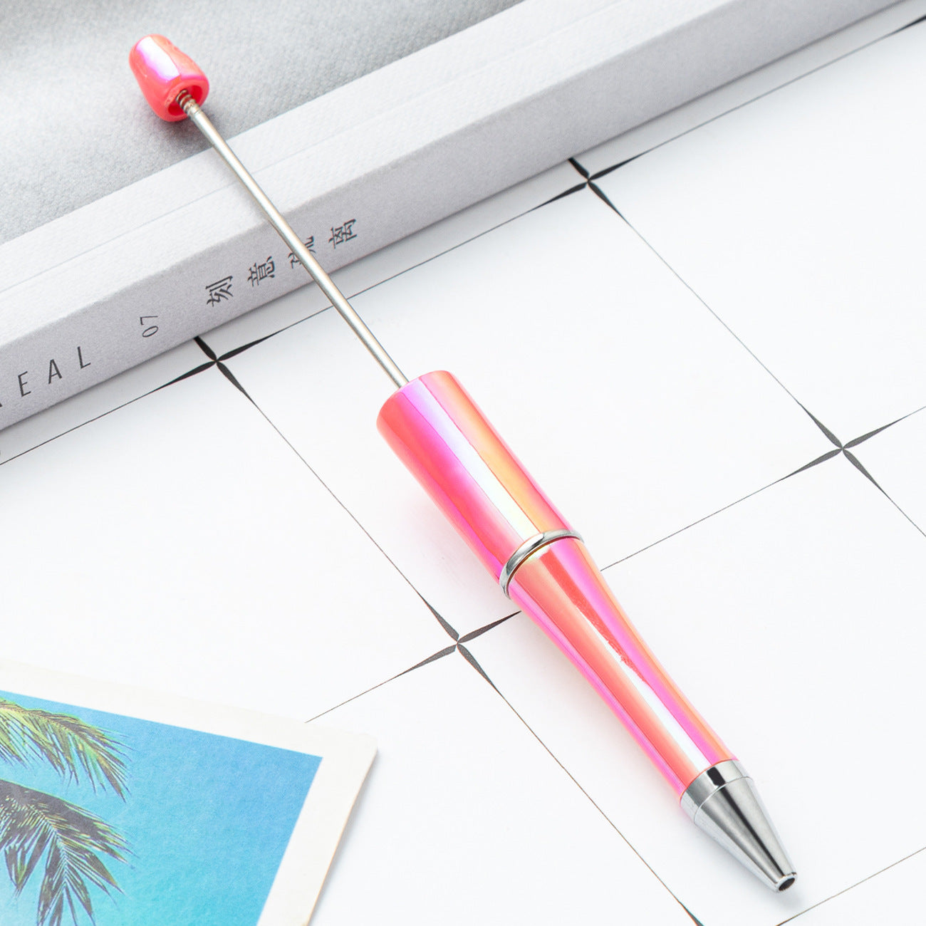 DIY Ballpoint Pen - Wholesale Plastic Printable Logo UV Gradient Beaded Pen