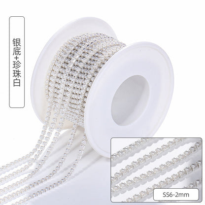 Pearl claw chain full roll diamond band tight claw luggage clothing accessories hair accessory phone case diamond super glitter pearl diamond chain