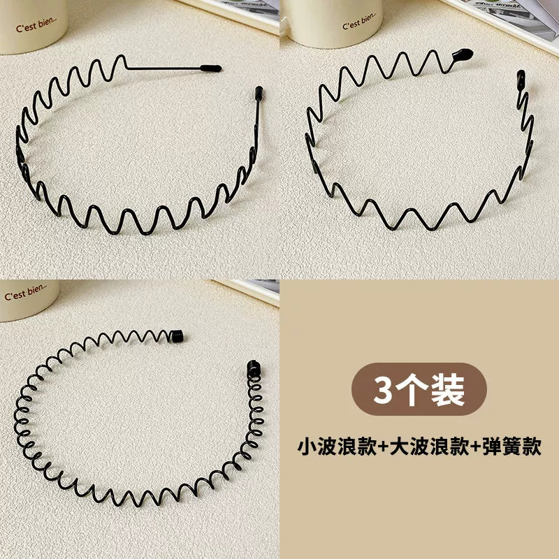 Simple black metal headband for women's face washing, sports invisible men's hairband fixed headband that does not tighten hair clips