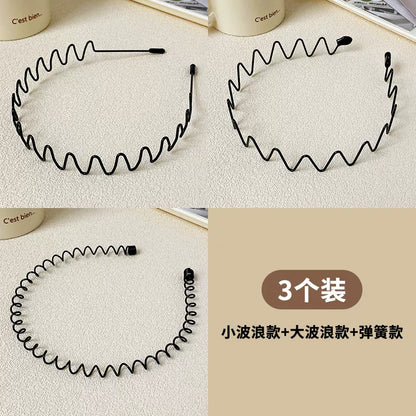 Simple black metal headband for women's face washing, sports invisible men's hairband fixed headband that does not tighten hair clips
