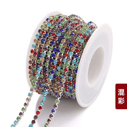 Hot Selling Multicolor White K Claw Chain 2 2.5 2.8 3mm Dense Crystal Glass Drill Claw Chain DIY Clothing Decorations