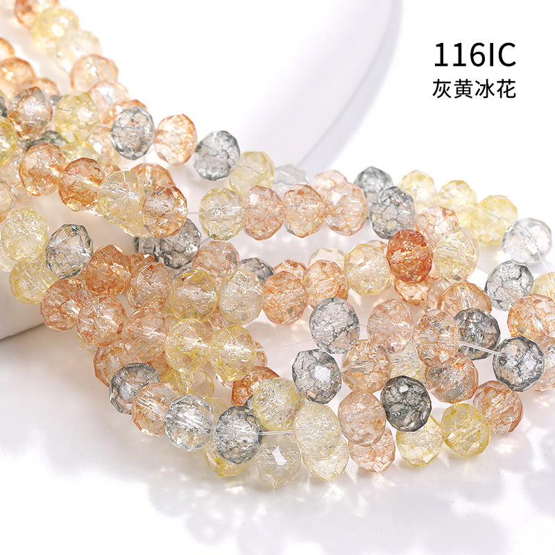 Multicolor Ice Flower Faceted Crystal Glass Beads - Wheel Scatter Bead Bracelet Necklace Accessories