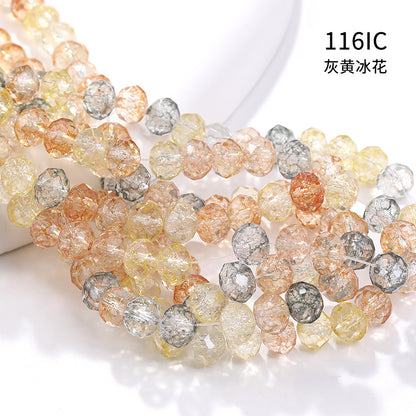 Multicolor Ice Flower Faceted Crystal Glass Beads - Wheel Scatter Bead Bracelet Necklace Accessories