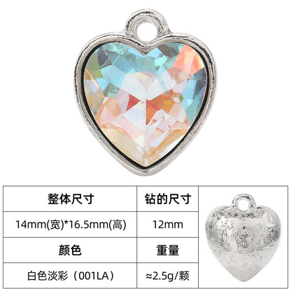 Heart-inlaid 12MM peach heart single crystal pendant bracelet, headpiece, flower tray material, DIY accessory pendant