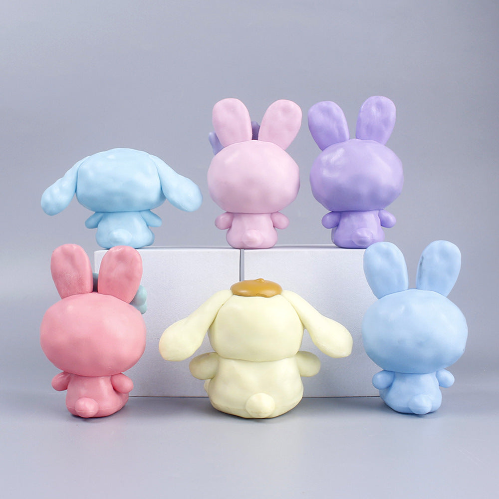 Large seated Melody 6-piece set macaron color rabbit jade laurel dog anime doll trendy play blind box