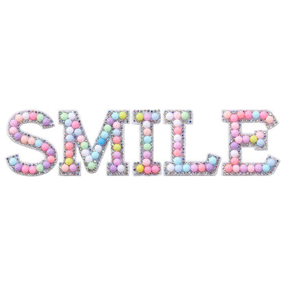 Macaron letter stickers, 26-letter English DIY accessories, clothing accessories, faux pearl and rhinestone appliqué set