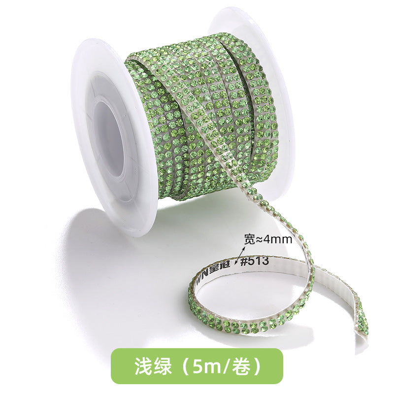 Double-row diamond with adhesive backing, 4mm chain, 5-meter roll of glass diamond chains, sparkling crystal water rhinestone jewelry, self-adhesive
