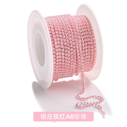 Factory supply pearl claw chain AB color chain 2mm dense claw chain DIY phone case diamond chain handmade material accessories