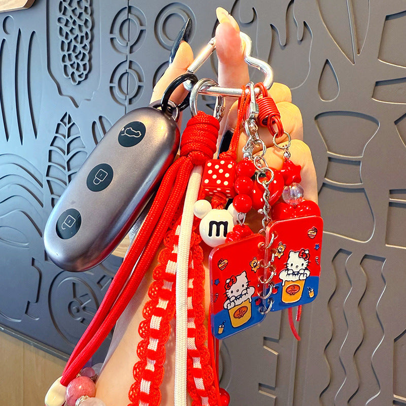 Creative handmade DIY beaded handbook keychain miu bag pendant couple keychain small pendant accessories