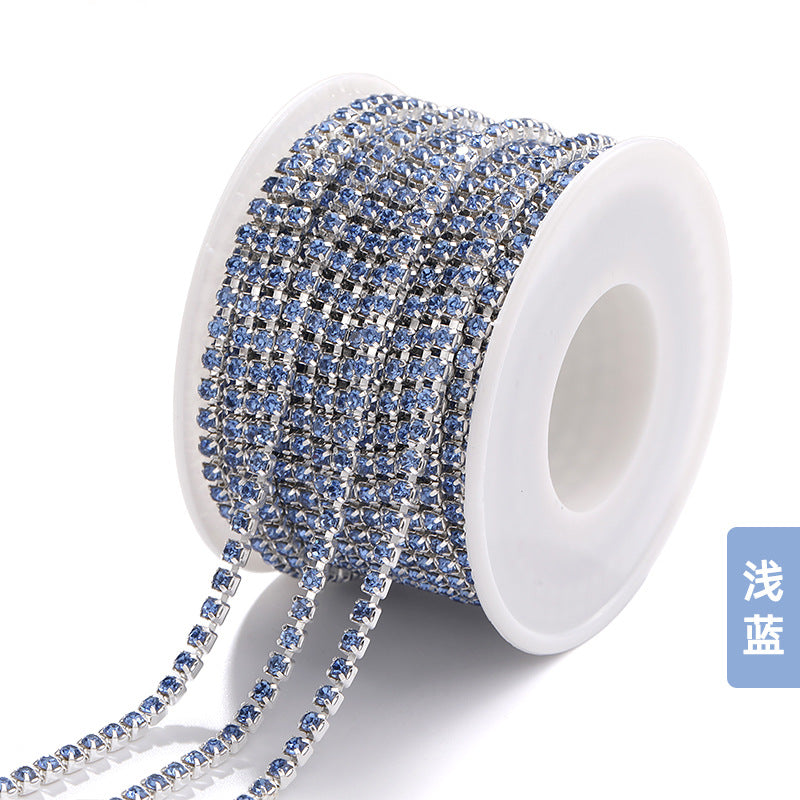 Hot Selling Multicolor White K Claw Chain 2 2.5 2.8 3mm Dense Crystal Glass Drill Claw Chain DIY Clothing Decorations