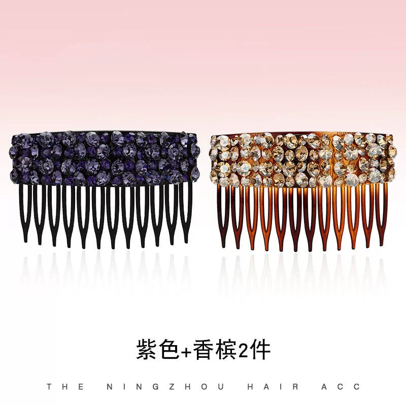 Korean Dongdaemun High-End Rhinestone Hair Comb Inverted Comb for Women, Sophisticated Elegance New Loose Hair Styling Tool Hair Clip