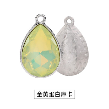 Waterdrop single pendant, teardrop zinc alloy base with glass inlaid with diamonds, protein mocha diamond, water drop single pendant accessory