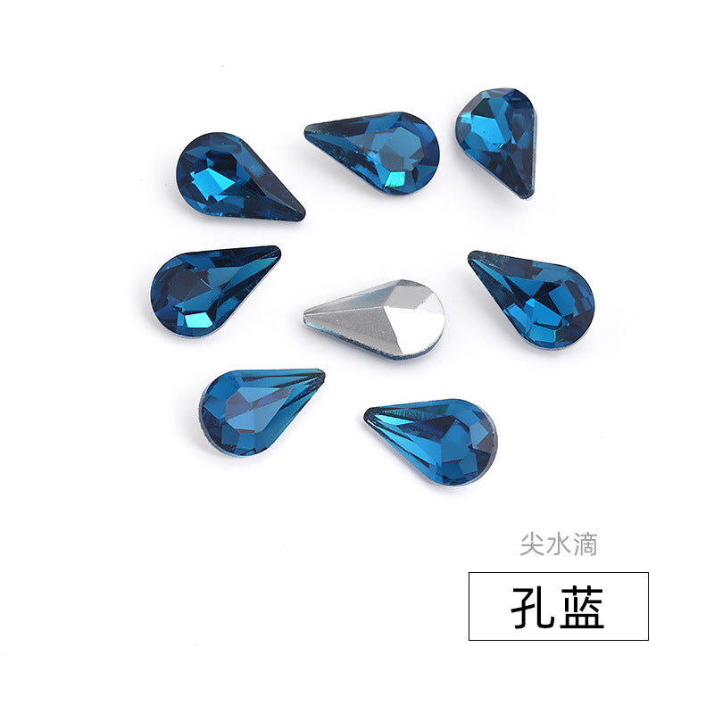 Long Drop Teardrop Diamond Rhinestones - Silver Crystal Luggage Jewelry Nail Art Clothing Hair Accessories