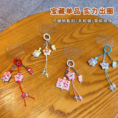 Creative DIY Hello Kitty Beaded Mobile Phone Chain Keychain Pendant Car Key Chain MIU Series Bag Charm Accessories