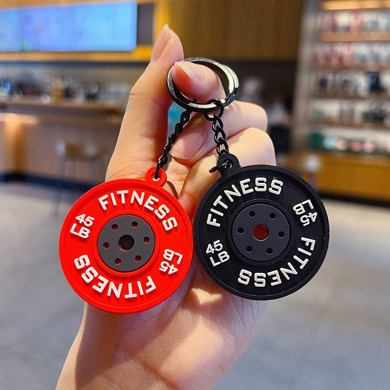 Creative Mini Fitness Barbell Piece Keychain Pendant Couple Car Bag Keychain Sports Small Pendant Wholesale