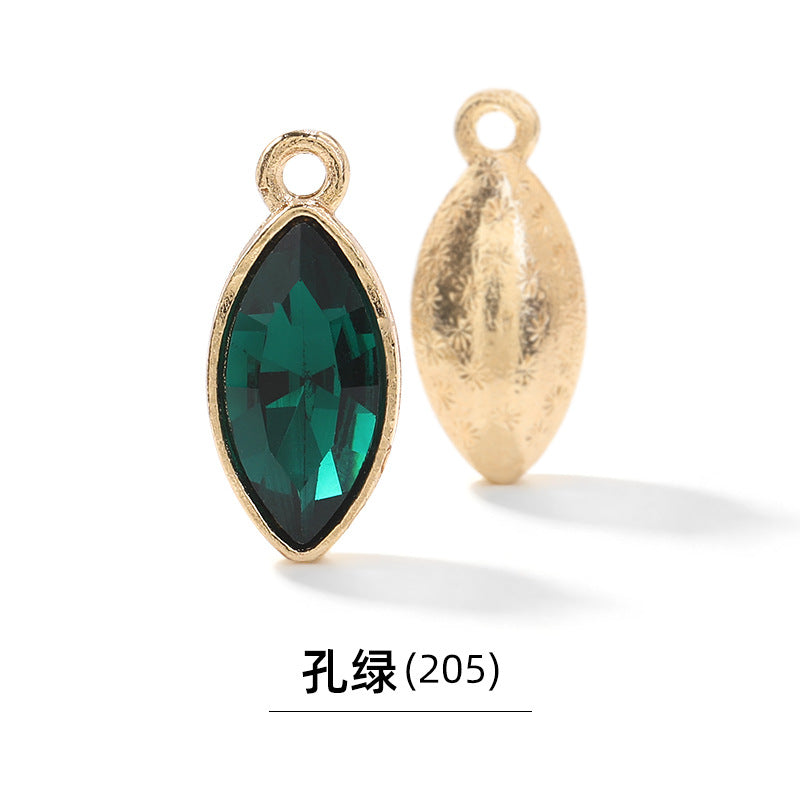 Xichuan horse eye zinc alloy pendant, gold base horse eye single pendant with diamond, DIY jewelry, earrings, doll pendants, horse eye rhinestone