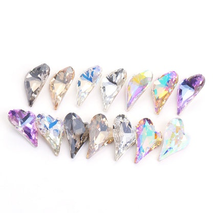 K9 Crooked Peach Heart Diamond, Real Silver Base Nail Diamond, Phone Case Diamond, Diamond for Suitcases, Clothing, Accessories, Irregular Heart-shaped K9 Diamond