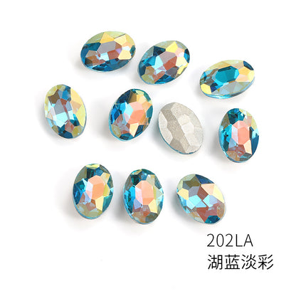 Oval light color nail art diamonds, dan-shaped pointed bottom diamond hair accessories, headwear, luggage, clothing accessories, oval light color water rhinestones