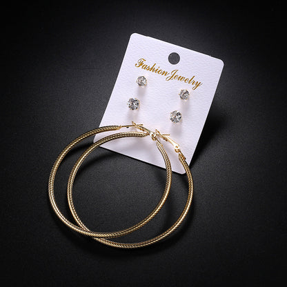 2-4-6-8-10cm oversized earrings exaggerated earrings european and american round rhinestone geometric hoop earrings for women cross-border