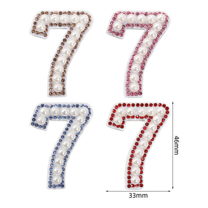 Wholesale 0-9 Pearl Nonwoven Fabric Colorful Digital Stickers with Adhesive Number Stickers DIY Creative Clothing and Bag Decorations
