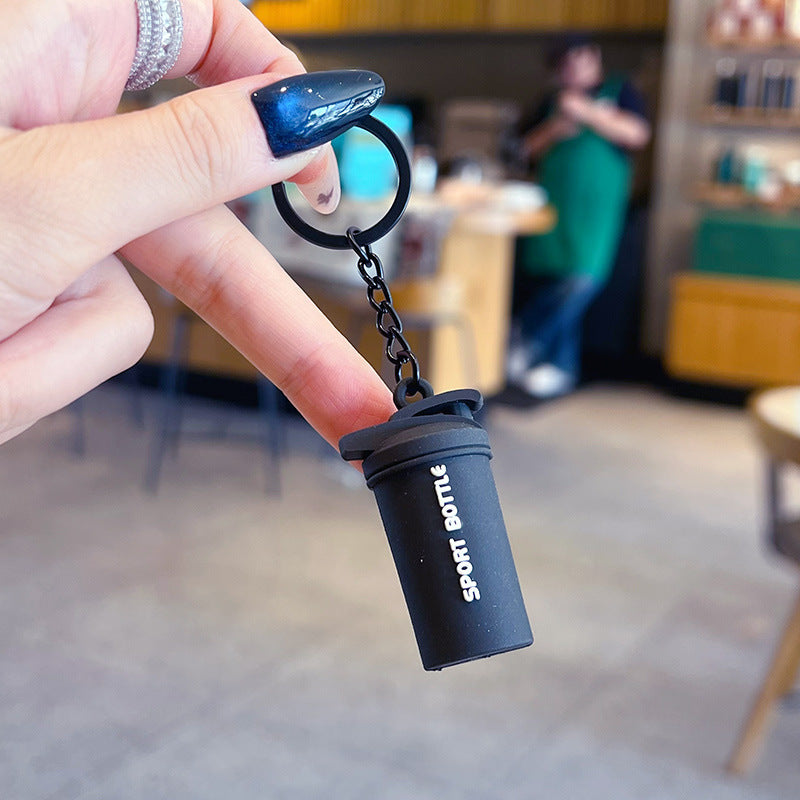 Creative sports fitness mini water bottle key chain school bag small pendant car key chain bag pendant small gift