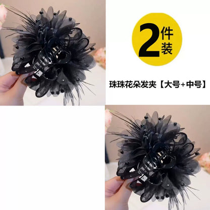 Korean style black bubble claw clip for women, 2026 new bow hair clip, shark clip, hair clip on the back of head, hair accessory