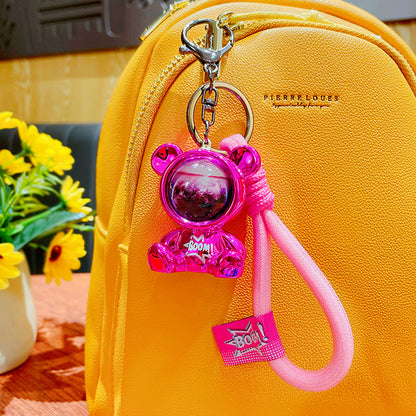 Cartoon Trendy Cool Starry Sky Bear Keychain - School Bag Pendant Creative Couple Doll Key Chain Charm Small Gift