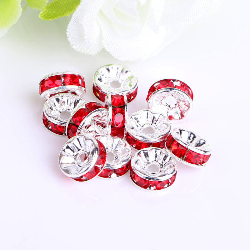 Handmade accessories diamond ring bead separator color bracelet diamond encrusted spacer wheel rim 6 8 10 12mm DIY jewelry accessories