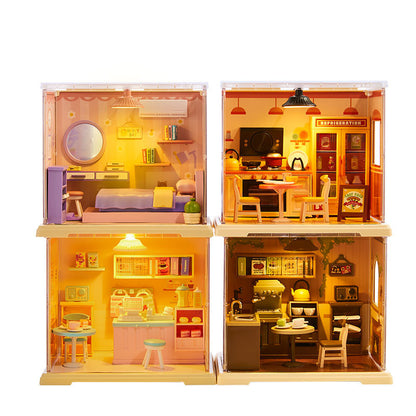 Childhood Infinite Girls DIY Mini Cottage Model Coffee House Dessert Shop Handmade Assembled Xiaoling Toy Gifts