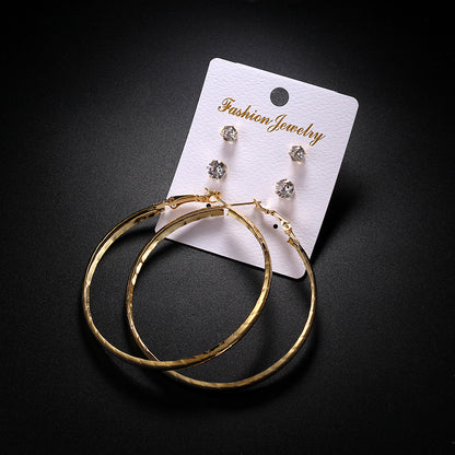 2-4-6-8-10cm oversized earrings exaggerated earrings european and american round rhinestone geometric hoop earrings for women cross-border