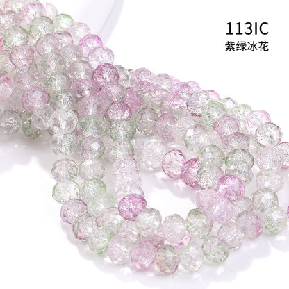 Multicolor Ice Flower Faceted Crystal Glass Beads - Wheel Scatter Bead Bracelet Necklace Accessories