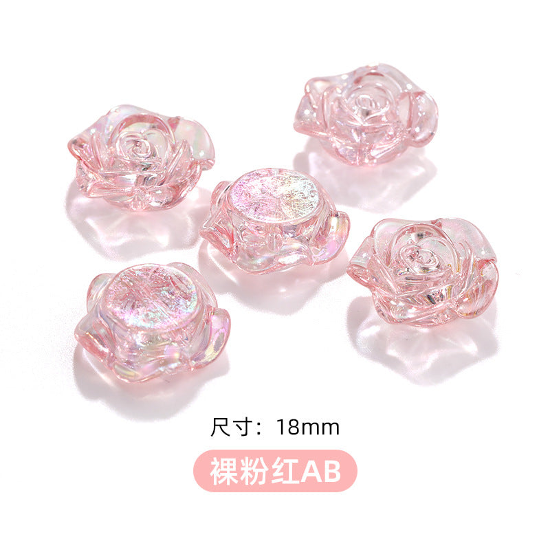 High-Gloss ABS Imitation Pearl Beads - Perforated Beige White Camellia Hairpin Jewelry DIY Accessories