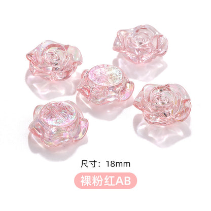High-Gloss ABS Imitation Pearl Beads - Perforated Beige White Camellia Hairpin Jewelry DIY Accessories