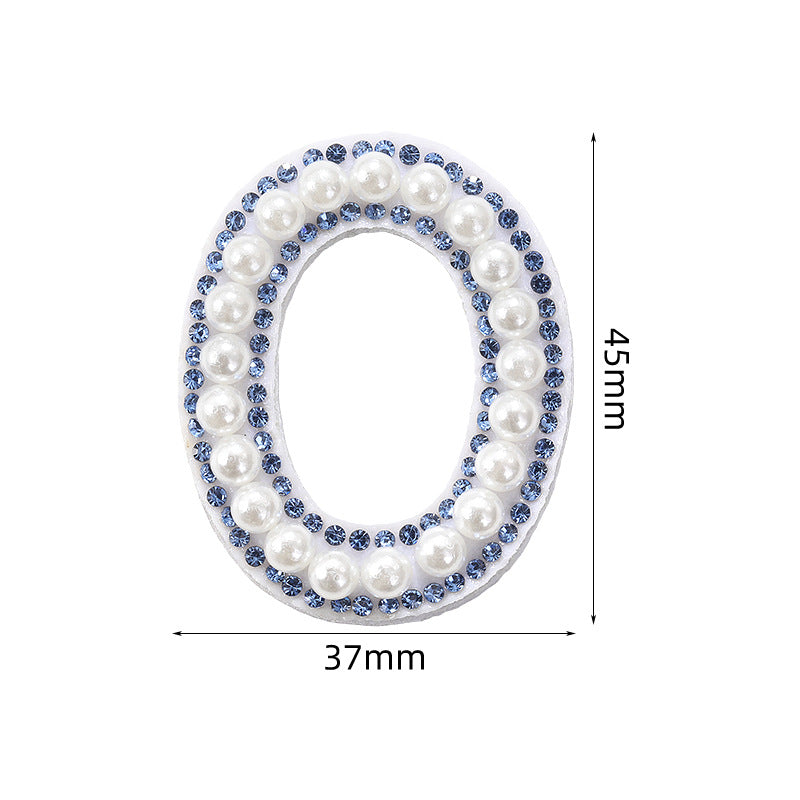 Blue diamond seamless adhesive 26 English letters for clothing and makeup bag decoration, non-woven fabric patch, adhesive backing
