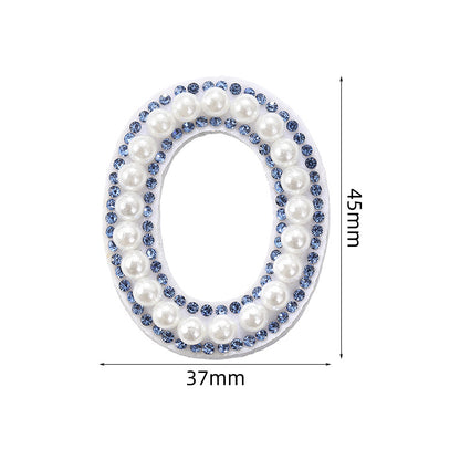 Blue diamond seamless adhesive 26 English letters for clothing and makeup bag decoration, non-woven fabric patch, adhesive backing
