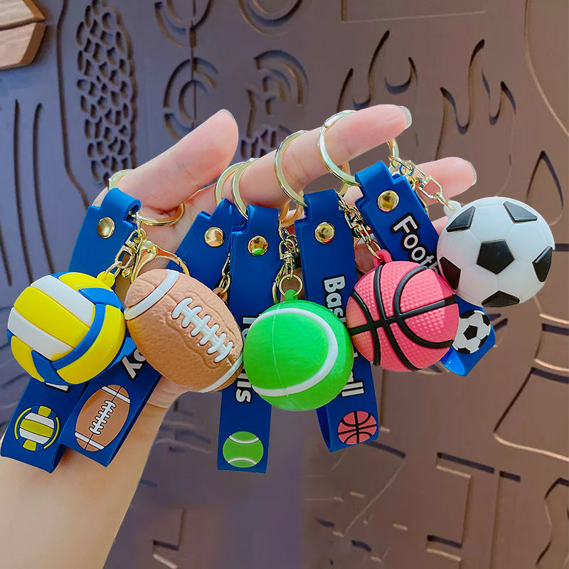 Creative Cartoon Ball Series Basketball Keychain - Men's Women's Schoolbag Pendant Car Key Chain Gift Wholesale