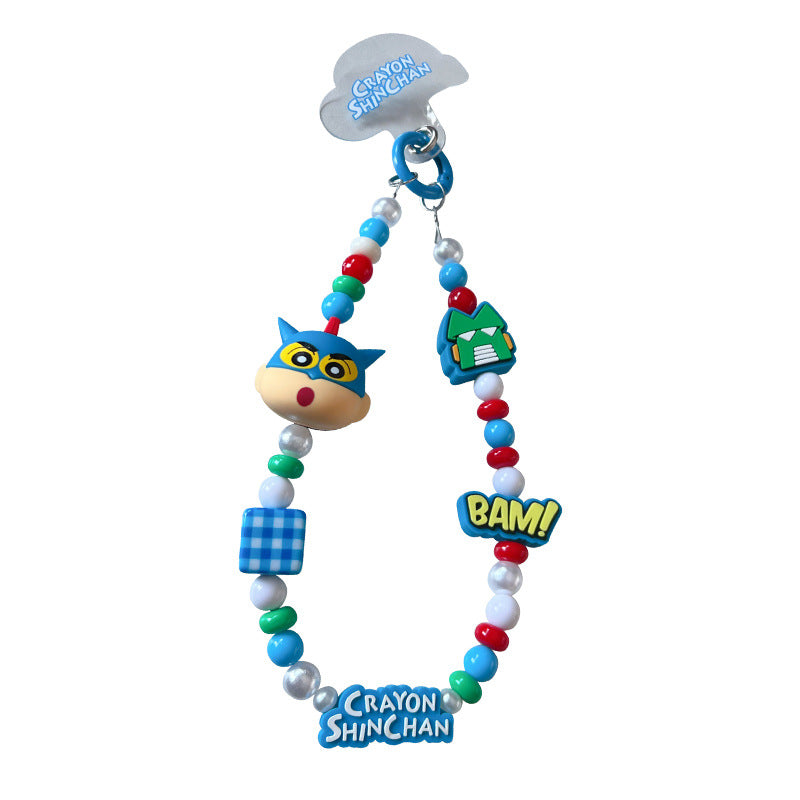 Genuine crayon Shin-chan beaded mobile phone chain small pendant couple car key chain bag doll doll ornament