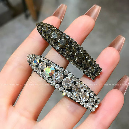 2026 New High-End Light Luxury Rhinestone Duckbill Clip for Women, Exquisite Full Diamond Bangs Side Clip, Forehead Hair Clip