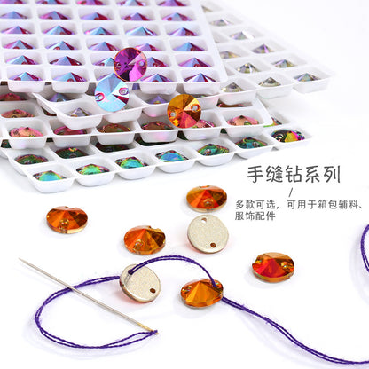 K9 Rivoli Flat Buckle Rhinestone - Double Hole Perforated Hand Sewing Drill Wedding Dress Decoration Super Flash