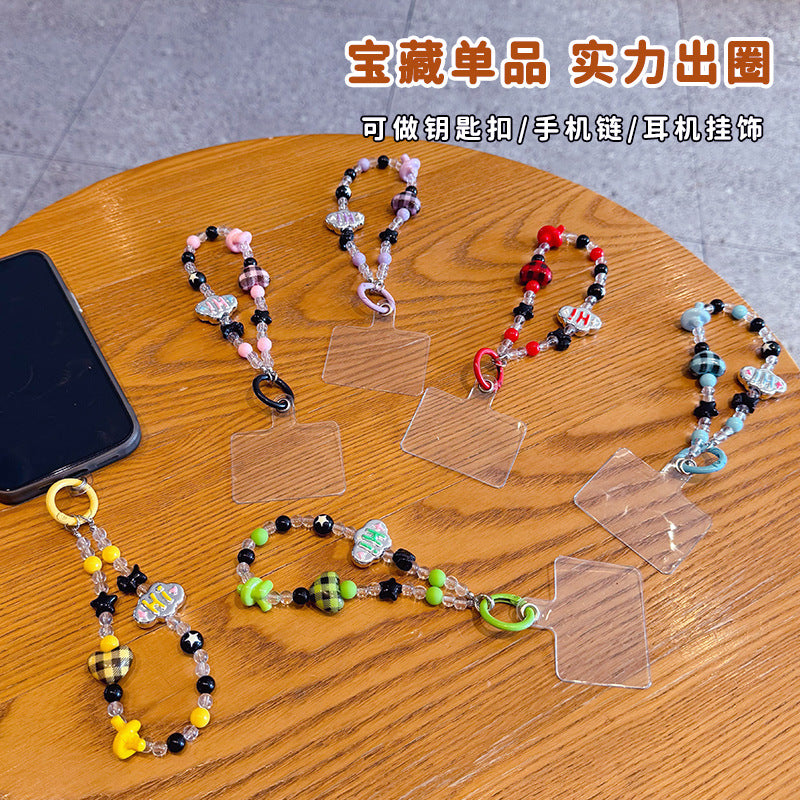 creative dopamine beading mobile phone chain keychain pendant cute car keychain bag pendant wholesale