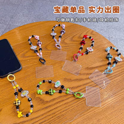 creative dopamine beading mobile phone chain keychain pendant cute car keychain bag pendant wholesale