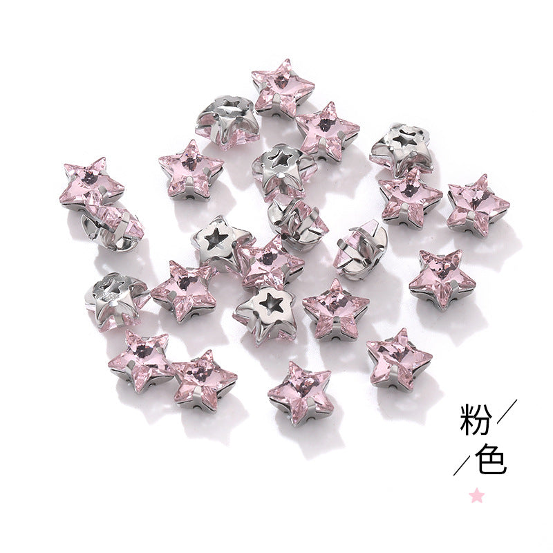 Best-selling 10mm five-pointed star stainless steel claw drill, ultra-glitter five-pointed star nail art clothing DIY accessory glass diamond