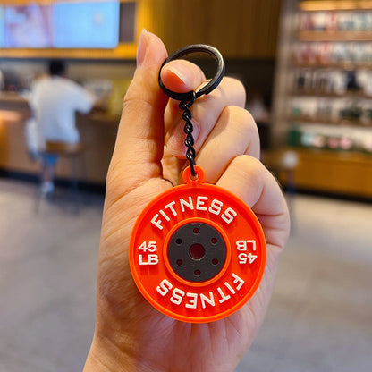 Creative Mini Fitness Barbell Piece Keychain Pendant Couple Car Bag Keychain Sports Small Pendant Wholesale