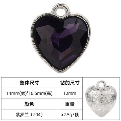 Heart-inlaid 12MM peach heart single crystal pendant bracelet, headpiece, flower tray material, DIY accessory pendant