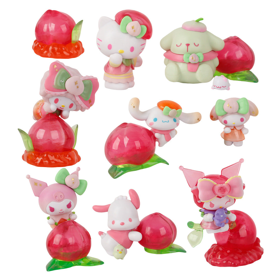 Cute and cute vitality peach peach kulomi figure model tide toy doll desktop car ornaments wholesale