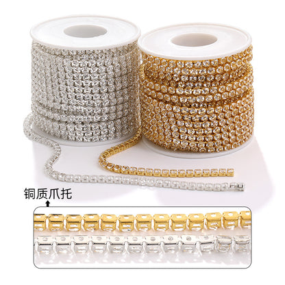 Zircon claw chain 2.5 3 4mm dense white rhinestone claw chain phone case, nail art, clothing, DIY accessories