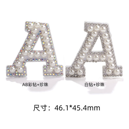 English Letter Hot Patch Stickers - 26 Letters White Imitation Pearl DIY Clothing Accessories