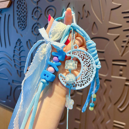Simple miu DIY moon bracelet keychain bag pendant accessories creative car school bag keychain pendant