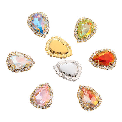 Waterdrop edge claw claw diamond light color crystal buckle thickened sole support, manual perforation, hand-stitched diamond shoes, hats, clothing, and accessories