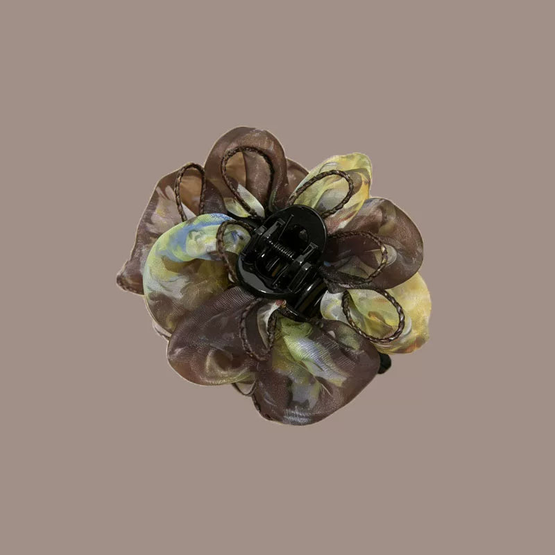 Korean style elegant high-end new organza floral claw clip for women, sophisticated hair clip, back hair clip, hair clip for the back of the head, hair accessory